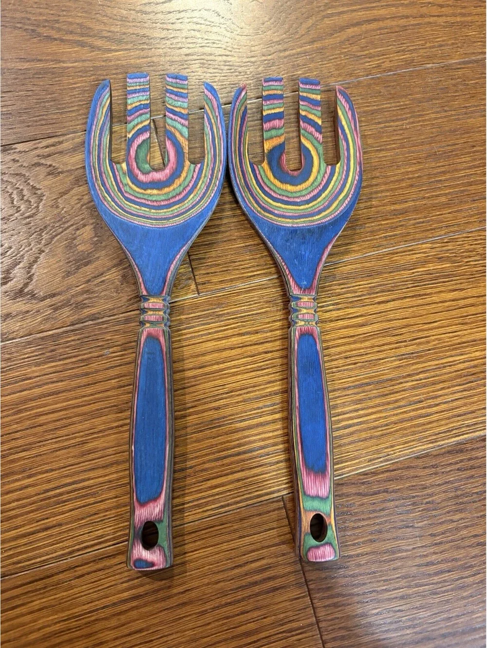 2-Piece Island Bamboo Pakka Wood 12” Salad & Pasta Servers Set Rainbow